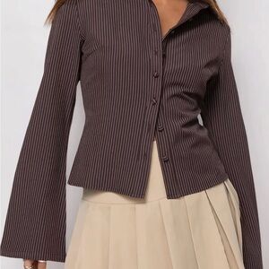 Brown Striped Women's Top